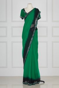 Green Swarovski studded saree set by Adarsh Gill (2)
