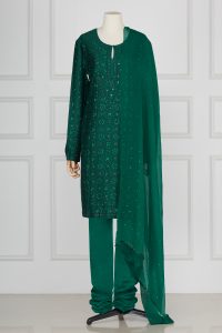 Green printed and sequinned kurta set by Balance by Rohit Bal (1)