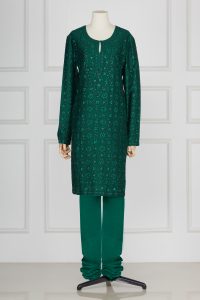 Green printed and sequinned kurta set by Balance by Rohit Bal (2)
