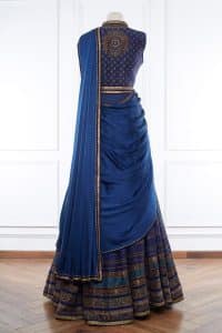 Blue printed lehenga sari set by Tarun Tahiliani (2)