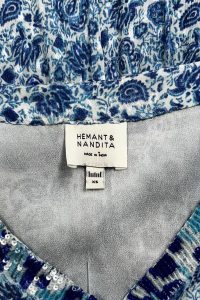Blue smocked paisley printed dress by Hemant & Nandita (3)