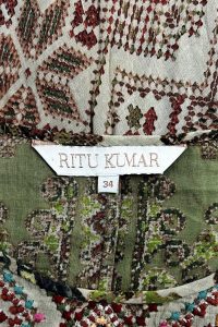 Green geometric printed kaftan dress by Ritu Kumar (3)