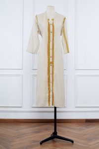 Neutral textured button-down dress by Jayati Goenka (1)