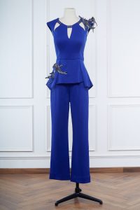 Blue 3D bird embellished jumpsuit by Archana Kapadia (1)