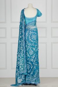 Blue patchwork embroidery saree set by Suneet Varma (3)