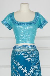 Blue patchwork embroidery saree set by Suneet Varma (4)