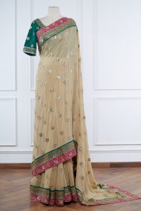 Neutral sequin embroidery saree by Shyamal & Bhumika (1)